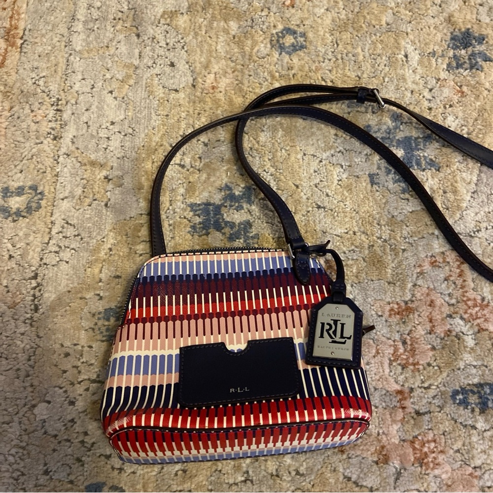 LRL LAUREN Ralph Lauren Lindley Alissa Multicolor Ikat Print Crossbody Bag EUC